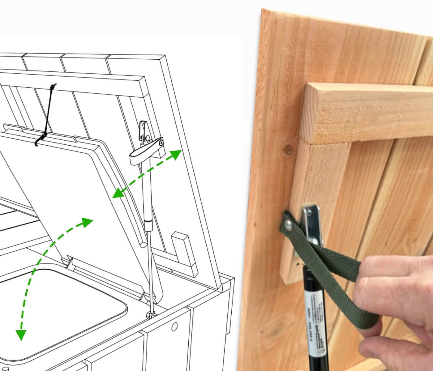 Sluitgreep voor kliko ombouw met gasdrukveer
